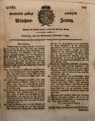 Kurfürstlich gnädigst privilegirte Münchner-Zeitung (Süddeutsche Presse) Montag 2. November 1795