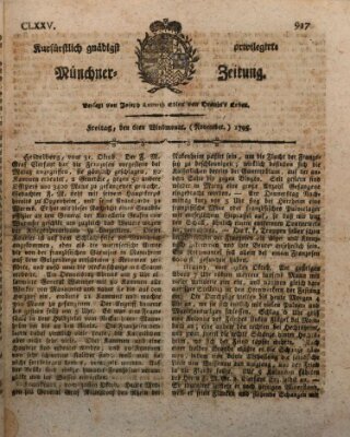 Kurfürstlich gnädigst privilegirte Münchner-Zeitung (Süddeutsche Presse) Freitag 6. November 1795