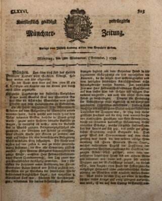 Kurfürstlich gnädigst privilegirte Münchner-Zeitung (Süddeutsche Presse) Montag 9. November 1795