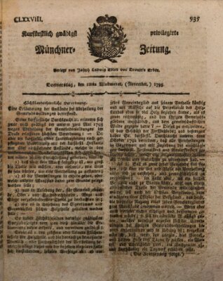 Kurfürstlich gnädigst privilegirte Münchner-Zeitung (Süddeutsche Presse) Donnerstag 12. November 1795