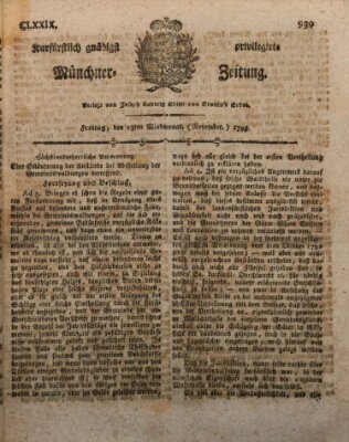 Kurfürstlich gnädigst privilegirte Münchner-Zeitung (Süddeutsche Presse) Freitag 13. November 1795