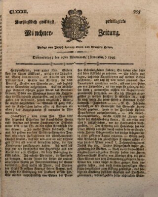 Kurfürstlich gnädigst privilegirte Münchner-Zeitung (Süddeutsche Presse) Donnerstag 19. November 1795