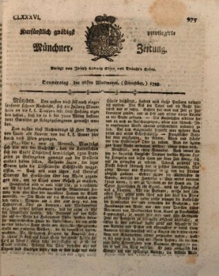 Kurfürstlich gnädigst privilegirte Münchner-Zeitung (Süddeutsche Presse) Donnerstag 26. November 1795