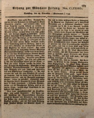 Kurfürstlich gnädigst privilegirte Münchner-Zeitung (Süddeutsche Presse) Samstag 28. November 1795