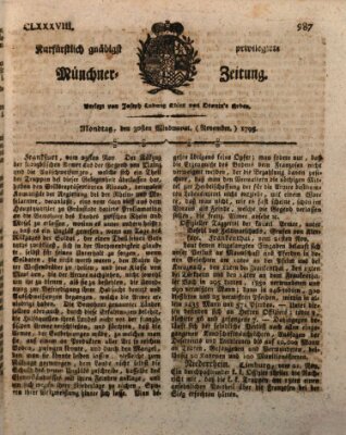 Kurfürstlich gnädigst privilegirte Münchner-Zeitung (Süddeutsche Presse) Montag 30. November 1795