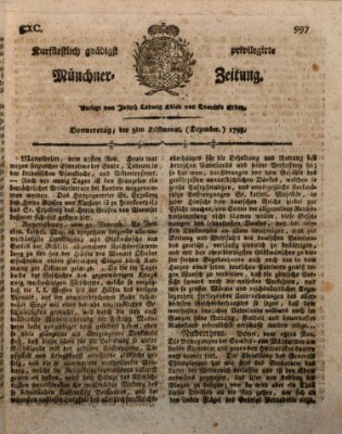 Kurfürstlich gnädigst privilegirte Münchner-Zeitung (Süddeutsche Presse) Donnerstag 3. Dezember 1795