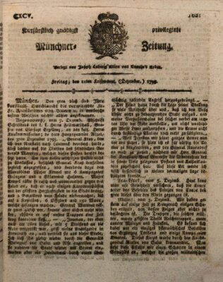 Kurfürstlich gnädigst privilegirte Münchner-Zeitung (Süddeutsche Presse) Freitag 11. Dezember 1795