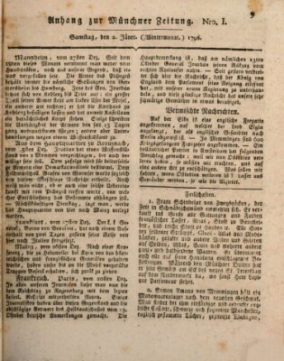 Kurfürstlich gnädigst privilegirte Münchner-Zeitung (Süddeutsche Presse) Samstag 2. Januar 1796