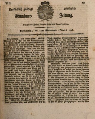 Kurfürstlich gnädigst privilegirte Münchner-Zeitung (Süddeutsche Presse) Donnerstag 14. Januar 1796