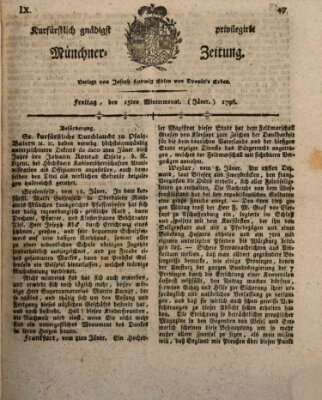 Kurfürstlich gnädigst privilegirte Münchner-Zeitung (Süddeutsche Presse) Freitag 15. Januar 1796