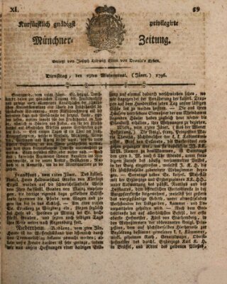 Kurfürstlich gnädigst privilegirte Münchner-Zeitung (Süddeutsche Presse) Dienstag 19. Januar 1796