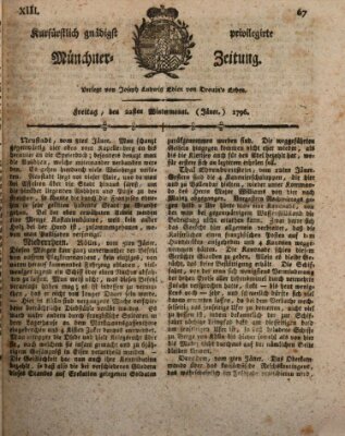 Kurfürstlich gnädigst privilegirte Münchner-Zeitung (Süddeutsche Presse) Freitag 22. Januar 1796