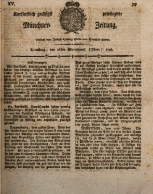 Kurfürstlich gnädigst privilegirte Münchner-Zeitung (Süddeutsche Presse) Dienstag 26. Januar 1796