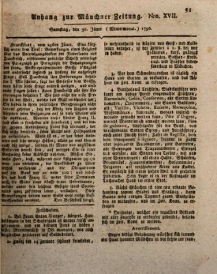 Kurfürstlich gnädigst privilegirte Münchner-Zeitung (Süddeutsche Presse) Samstag 30. Januar 1796