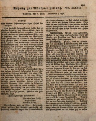 Kurfürstlich gnädigst privilegirte Münchner-Zeitung (Süddeutsche Presse) Samstag 5. März 1796