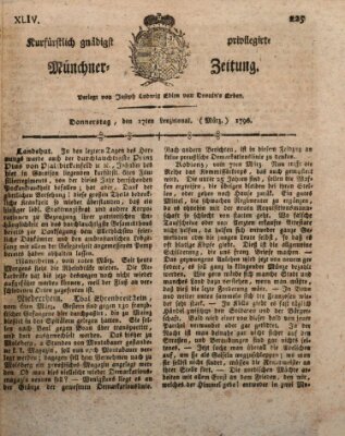 Kurfürstlich gnädigst privilegirte Münchner-Zeitung (Süddeutsche Presse) Donnerstag 17. März 1796