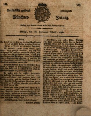 Kurfürstlich gnädigst privilegirte Münchner-Zeitung (Süddeutsche Presse) Freitag 1. April 1796