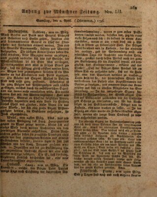 Kurfürstlich gnädigst privilegirte Münchner-Zeitung (Süddeutsche Presse) Samstag 2. April 1796