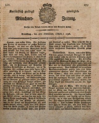 Kurfürstlich gnädigst privilegirte Münchner-Zeitung (Süddeutsche Presse) Dienstag 5. April 1796