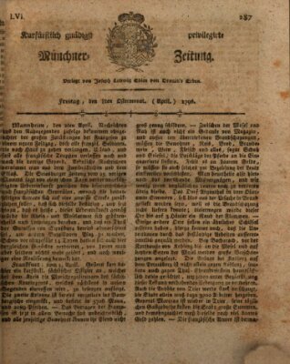 Kurfürstlich gnädigst privilegirte Münchner-Zeitung (Süddeutsche Presse) Freitag 8. April 1796