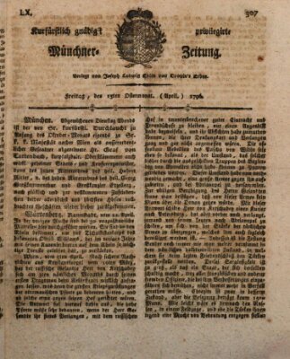 Kurfürstlich gnädigst privilegirte Münchner-Zeitung (Süddeutsche Presse) Freitag 15. April 1796