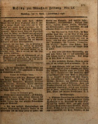 Kurfürstlich gnädigst privilegirte Münchner-Zeitung (Süddeutsche Presse) Samstag 16. April 1796