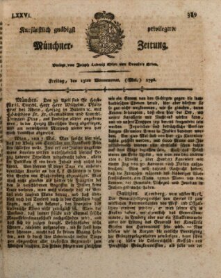 Kurfürstlich gnädigst privilegirte Münchner-Zeitung (Süddeutsche Presse) Freitag 13. Mai 1796