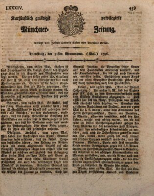 Kurfürstlich gnädigst privilegirte Münchner-Zeitung (Süddeutsche Presse) Dienstag 31. Mai 1796