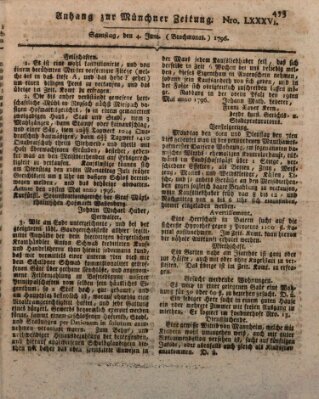 Kurfürstlich gnädigst privilegirte Münchner-Zeitung (Süddeutsche Presse) Samstag 4. Juni 1796