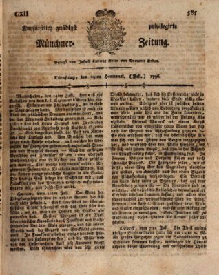 Kurfürstlich gnädigst privilegirte Münchner-Zeitung (Süddeutsche Presse) Dienstag 19. Juli 1796