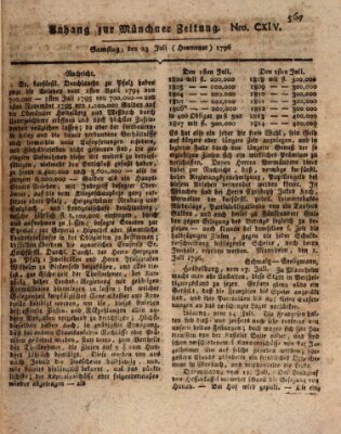 Kurfürstlich gnädigst privilegirte Münchner-Zeitung (Süddeutsche Presse) Samstag 23. Juli 1796