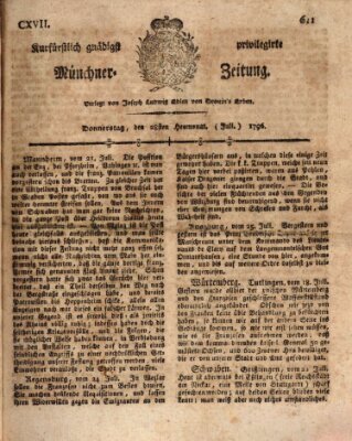 Kurfürstlich gnädigst privilegirte Münchner-Zeitung (Süddeutsche Presse) Donnerstag 28. Juli 1796