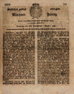 Kurfürstlich gnädigst privilegirte Münchner-Zeitung (Süddeutsche Presse) Montag 1. August 1796