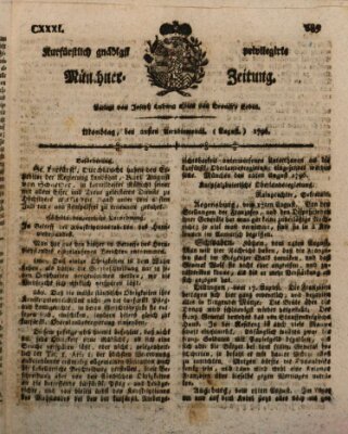 Kurfürstlich gnädigst privilegirte Münchner-Zeitung (Süddeutsche Presse) Montag 22. August 1796