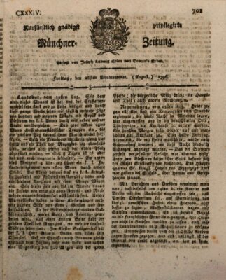 Kurfürstlich gnädigst privilegirte Münchner-Zeitung (Süddeutsche Presse) Freitag 26. August 1796