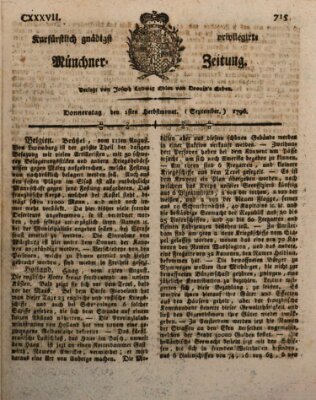 Kurfürstlich gnädigst privilegirte Münchner-Zeitung (Süddeutsche Presse) Donnerstag 1. September 1796