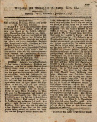 Kurfürstlich gnädigst privilegirte Münchner-Zeitung (Süddeutsche Presse) Samstag 24. September 1796