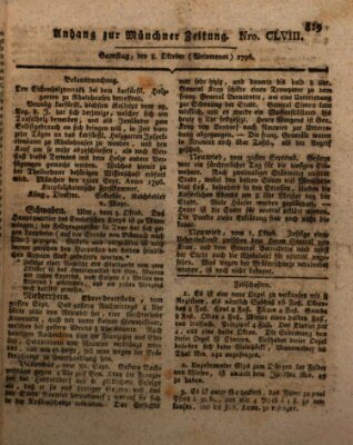 Kurfürstlich gnädigst privilegirte Münchner-Zeitung (Süddeutsche Presse) Samstag 8. Oktober 1796