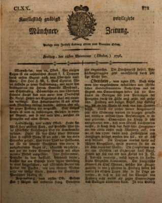 Kurfürstlich gnädigst privilegirte Münchner-Zeitung (Süddeutsche Presse) Freitag 28. Oktober 1796