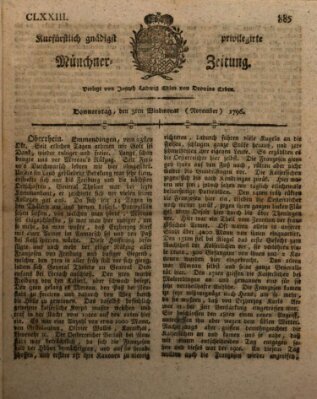 Kurfürstlich gnädigst privilegirte Münchner-Zeitung (Süddeutsche Presse) Donnerstag 3. November 1796