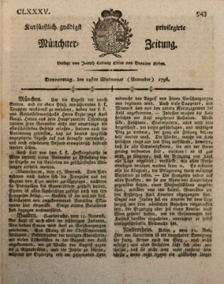 Kurfürstlich gnädigst privilegirte Münchner-Zeitung (Süddeutsche Presse) Donnerstag 24. November 1796