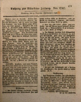 Kurfürstlich gnädigst privilegirte Münchner-Zeitung (Süddeutsche Presse) Samstag 3. Dezember 1796