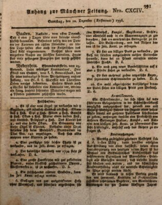 Kurfürstlich gnädigst privilegirte Münchner-Zeitung (Süddeutsche Presse) Samstag 10. Dezember 1796