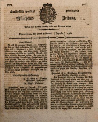 Kurfürstlich gnädigst privilegirte Münchner-Zeitung (Süddeutsche Presse) Donnerstag 22. Dezember 1796