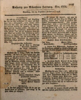 Kurfürstlich gnädigst privilegirte Münchner-Zeitung (Süddeutsche Presse) Samstag 24. Dezember 1796