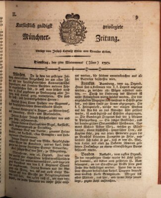 Kurfürstlich gnädigst privilegirte Münchner-Zeitung (Süddeutsche Presse) Dienstag 3. Januar 1797