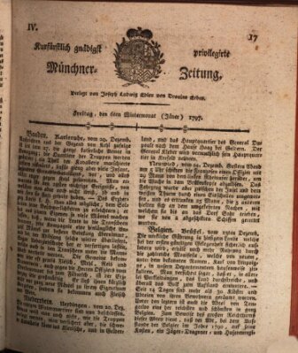 Kurfürstlich gnädigst privilegirte Münchner-Zeitung (Süddeutsche Presse) Freitag 6. Januar 1797