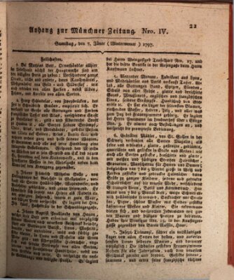 Kurfürstlich gnädigst privilegirte Münchner-Zeitung (Süddeutsche Presse) Samstag 7. Januar 1797