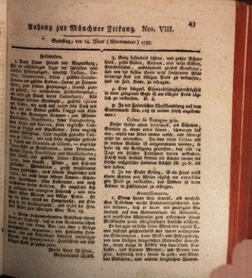 Kurfürstlich gnädigst privilegirte Münchner-Zeitung (Süddeutsche Presse) Samstag 14. Januar 1797