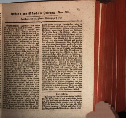 Kurfürstlich gnädigst privilegirte Münchner-Zeitung (Süddeutsche Presse) Samstag 21. Januar 1797